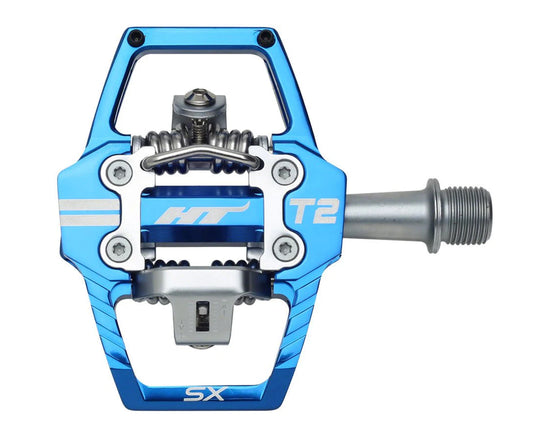 HT Components T2-SX Pedals Dual Sided Clipless Platform AL 9/16" Royal Blue